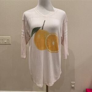 Wildfox OJ JERSEY TUNIC Top Oranges Pink 3/4 Sleeves- size XS
